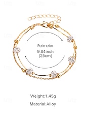 economico Bracciale da donna-Cavigliera da donna con perline e strass a doppio strato: elegante gioiello da spiaggia con catena in oro per l&#039;estate, le vacanze e l&#039;uso quotidiano
