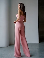 ieftine Pantaloni și salopete-Salopete Rochii de Invitată la Nuntă Rochie Tuxedo Rochii Rompers Petrecere Rochie pentru Nuntă Lungime de Podea fără Mâneci Fără Mâneci din Material Elastic cu Buzunar