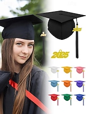 cheap Women's Hats-Class of 2025 Graduation Cap with Tassel and Year Charm – Unisex Matte Finish Mortarboard Hat for High School and College Ceremony, Multiple Colors
