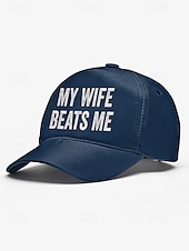 cheap Men&#039;s Hats-Men&#039;s Distressed Graphic ，Humorous &#039;My Wife Beats Me&#039; Print Baseball Cap - Funny Design, Adjustable Snapback Cap, Casual Street Style, Suitable for Outdoor, Travel or Summer Activities