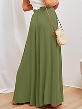 economico gamba larga e vita alta-Pantaloni chinos larghi da donna pantaloni baggy basic casual lunghezza intera vita alta tasca semplice elastico comodo morbido confortevole micro-elastico all&#039;aperto street blu arancione verde khaki