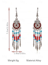 cheap Women&#039;s Earring-Bohemian Style Beaded Dangle Earrings for Women - Colorful Red and Blue, Tribal Chic, Perfect for Summer, Festivals and Casual Outfits