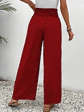 economico gamba larga e vita alta-Pantaloni Baggy in cotone e lino da donna Chinos a gamba larga Vacanza Moda Streetwear Lunghezza intera Vita alta Geometrico Tasca Elastico Comodi Morbidi Confortevoli Micro-elastico Esterno Vacanza