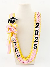 abordables Bufandas de mujer-Corona de graduación de la clase de 2025: collar de cinta trenzada con letras de graduación y dije de sombrero, regalo de recuerdo hecho a mano para la ceremonia de graduación de la escuela secundaria y la universidad.