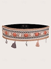 preiswerte Damengürtel-Damengürtel im Bohemian-Stil, handgefertigt, mit Perlen besetzt, elastisches Band mit Quasten und Anhängern – farbenfrohes Stickdesign für Damen, perfekt für Strandbekleidung, Festivals und Sommeranlässe