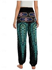 preiswerte Hose aus Baumwollleinen mit Grafik-Damen Leinen-inspirierte Hosen Weites Bein Hosen Hose Ethno-Stil Lässig Boho Volle Länge Hohe Taille Blumen Grafik Paisley-Muster Tasche Elastischer Bund Drucken Atmungsaktivität Weich Mikroelastisch