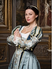 preiswerte Kleid-Mittelalterlich Renaissance Kleid Abschlussballkleider Abendkleid Wikinger Keltischer Ritter Kostüm Damen königlich Halloween Karneval Maskerade Leistung LARP Renaissance-Messe Erwachsene Kleid