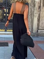 abordables Robe Simple-Femmes Robe maxi Robe d&#039;été Occasionnel Quotidien Coupe régulière Graphique Sans manches Col Halter Noir Blanche Vin Fuchsia Été