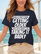 abordables T-shirt Humor &amp; Citations-Femmes T-shirt Graphique Lettre ancien Élégant Classique Manche Courte Col ras du cou Col rond Hauts Réguliers Quotidien Imprimé Noir Blanche Rouge Bleu Vert Été Printemps