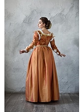 abordables Robe-Médiéval Renaissance Robe Robes de Bal Viking Chevalier Celtique Déguisement Femmes Royal Halloween Carnaval Mascarade Performance LARP Foire de la Renaissance Adulte Robe