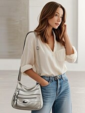 preiswerte Umhängetaschen-braune Umhängetasche aus Kunstleder für Damen mit mehreren Reißverschlusstaschen – lässige, leichte Kuriertasche für den täglichen Gebrauch, Reisen und Ausflüge in die Stadt
