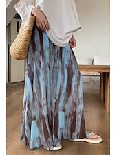 ieftine Fuste grafice-Pentru femei Fustă Epocă Boho Maxi Talie Medie Fuste Cravată Imprimeu Micro-elastic Vacanță Casul / Zilnic Negru Albastru piscină Vară Poliester