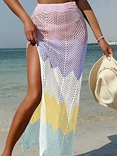 abordables Robes de plage-Maillots de bain pour femmes jupe de couverture maillot de bain découpé vacances plage vêtements ombragés maillots de bain sans manches