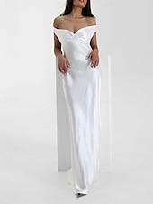 cheap Prom Dresses-Yellow Dress Mermaid / Trumpet Party Dresses Elegant Dress Wedding Wedding Guest Floor Length Sleeveless Off Shoulder Backless with Ruched 2025