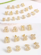 abordables Boucle d&amp;#39;oreille pour femme-Boucles d&#039;oreilles à tige initiales en strass doré - Boucles d&#039;oreilles à lettres scintillantes personnalisées pour femmes, bijoux en cristal étincelants de A à Z, parfaits pour un usage quotidien, un cadeau de remise de diplôme, un cadeau de fête des mèr