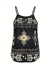 ieftine Top tip boho-Topuri de camizolă pentru femei paisley zilnic fără mâneci bretele guler rotund topuri regulate imprimeu zilnic negru vară primăvară