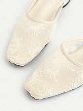 halpa Naisten pistokkaat-naisten valkoiset pitsiset balettitassut – tyylikkäät silkkaa verkkohääkengät morsiamelle ja kesän puutarhajuhliin