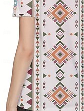economico T-shirt Boho-Per donna Maglietta Top estivi Grafico Geometrico Classico Casual Manica Corta Scollo a V Top corti Quotidiano Weekend Stampato Arcobaleno Estate Primavera Autunno