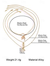 cheap Women&#039;s Necklace-Women&#039;s Boho Layered Shell and Bead Necklace Set – Beach-Style Turquoise Pendant and Gold Charms for Summer Vacations and Festivals