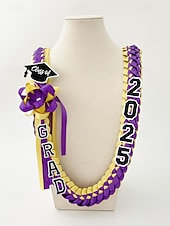 abordables Bufandas de mujer-Corona de graduación de la clase de 2025: collar de cinta trenzada con letras de graduación y dije de sombrero, regalo de recuerdo hecho a mano para la ceremonia de graduación de la escuela secundaria y la universidad.