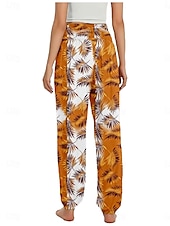 cheap Graphic Cotton Linen Pant-Women&#039;s Linen-Inspired Pants Wide Leg Pants Trousers Ethnic Style Casual Boho Full Length High Waist Floral Graphic Pocket Elastic Waist Printing Breathability Soft Micro-elastic Outdoor Yoga Blue