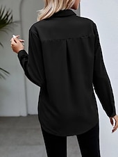 economico Top Semplici da Donna-Camicia da Donna Blusa Button Down Colore Pieno Elegante Casual Manica Lunga Camicia Button Down Blusa Colletto Regular Tops Giornaliera Bottoni Nero Bianco Vino Blu Cielo Estate Primavera