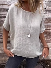 economico Camicie-Per donna Maglietta Grafico Semplice Moda Moderno Casual Mezza Manica Girocollo Top Regolari Quotidiano Weekend Bianco Giallo Verde Estate