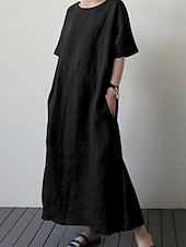 economico Abiti floreali-Per donna Abito Midi Abito a Tubino Classico Moderno Quotidiano Vacanza Ferie Vestibilità regolare Semplice Manica Corta Girocollo Nero Giallo Verde Estate