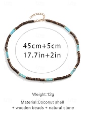 abordables Bijoux pour hommes-Collier de perles en bois naturel pour homme avec des accents turquoise, style surfeur bohème, bijoux réglables pour la plage, les festivals et les tenues décontractées