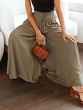 economico gamba larga e vita alta-Pantaloni chinos larghi da donna pantaloni baggy basic casual lunghezza intera vita alta tasca semplice elastico comodo morbido confortevole micro-elastico all&#039;aperto street blu arancione verde khaki