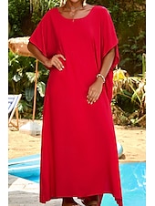 abordables Robes de plage-Femmes Maillots de Bain Vêtement couvrant Maillot de bain Tropical Tenues de plage Uni Fil en V Manches courtes Maillots de bain