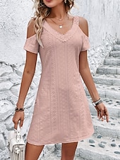 preiswerte Einfaches Kleid-Damen Mini Kleid Sommerkleid Einfarbig Slip Kleid Lässig Täglich Reguläre Passform Grafik Kurzarm Träger Schwarz Weiß Pink Navy Blau Sommer