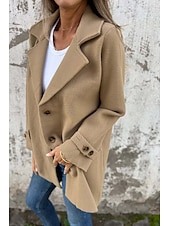 billige Blazere og dresser-Dame Bluse عادي Fritid Langermet Skjortekrage Vanlige topper Daglig Ut på byen Knapper Lomme Svart Kakifarget Aprikos Sommer
