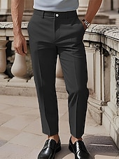 cheap Dress Pants-Men&#039;s Cotton Pants Chinos Slacks Buttons Pocket Plain Comfort Formal Party Work Fashion Classic Style Black White Micro-elastic