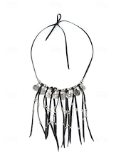 abordables Collier pour femme-Collier bohème en argent superposé avec chaînes noires et argentées, pendentifs circulaires et géométriques, parfait pour les tenues décontractées et de soirée, idéal pour les accessoires d&#039;été et de festival
