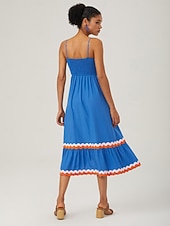 abordables Robes décontractées-robe camisole en tissu Tencel à ourlet ondulé et blocs de couleurs