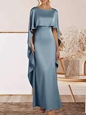 abordables Robes de Soirée-Sirène / Trompette Robe de Soirée Élégant Robe Formel Soirée Longueur au sol Sans manches Col ras du cou Crêpe Extensible avec Volants 2025