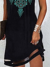 abordables Robes fleuries décontractées-Femmes Mini Robe Robe trapèze Occasionnel Extérieur Sortir Plage Coupe régulière Graphique Manche Courte Col en V Blanche Jaune Rose Claire Bleu Été