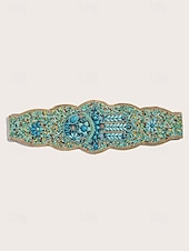 preiswerte Damengürtel-Damengürtel im Bohemian-Stil, handgefertigt, mit Perlen besetzt, elastisches Band mit Quasten und Anhängern – farbenfrohes Stickdesign für Damen, perfekt für Strandbekleidung, Festivals und Sommeranlässe