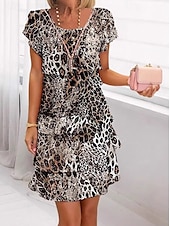 abordables Robes fleuries élégantes-Femmes Robe Longue Maxi Robe Robe trapèze Robe à Volants Élégant Occasionnel Vacances Quotidien Coupe régulière Graphique Manche Courte Col en V Noir Jaune Rouge Été