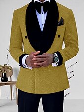 economico Abiti di Ritorno-Completi da festa scintillanti da uomo Completi per il ritorno a casa Argento e nero Colore uniforme Vestibilità su misura 2 pezzi a un bottone