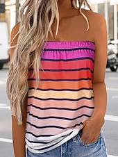 levne Grafický obchod Tank tops &amp; Camis-Dámské tílko tubetop pruhované tropické denní volnočasové bez rukávů bez ramínek běžné vrchní denní bez zad potisk černé fialové fuchsiové zelené léto
