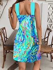 ieftine Rochii florale-Pentru femei Rochie Mini Rochie de Vară Rochie A line Vacanță Casual În aer liber Ieșire Fit regulat Floral Grafic Fără manșon Gâtul halter Alb Albastru piscină Trifoi Vară