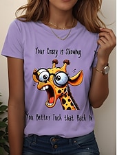 cheap Humor&amp;Quotes tee-Women&#039;s T Shirt Graphic Animal Letter Stylish Classic Casual Short Sleeve Crew Neck Regular Tops Daily Print Black White Pink Blue Purple Summer