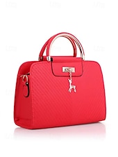 cheap Handbag &amp; Totes-Women&#039;s Faux Leather Top Handle Tote Bag with Deer Charm - Elegant Structured Women&#039;s Shoulder Bag, Perfect for Mother&#039;s Day Gift, Work, Shopping and Casual Outings