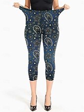 economico Stampa Floreale-Leggings da donna pantaloni Capri alta elasticità moda vacanza vintage lunghezza al polpaccio vita media stampa floreale grafica traspirante morbido elasticizzato formale vacanza strada blu egg di