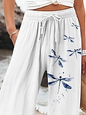 abordables pierna ancha y cintura alta-Mujer Perneras anchas Pantalones anchos Pantalones cortos de playa Vacaciones Vintage Moda Longitud total Alta cintura Graphic Flor Correa Estampado Transpirable Suave Microelástico Vacaciones Casual