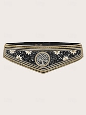 preiswerte Damengürtel-Damengürtel im Bohemian-Stil, handgefertigt, mit Perlen besetzt, elastisches Band mit Quasten und Anhängern – farbenfrohes Stickdesign für Damen, perfekt für Strandbekleidung, Festivals und Sommeranlässe