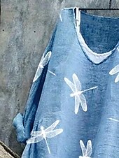 economico Top Floreali-Per donna Blusa Floreale Grafico Elegante Casual Manica 3/4 Scollo a V Top Regolari Quotidiano Blu marino Azzurro cielo Bianco sporco Estate Primavera