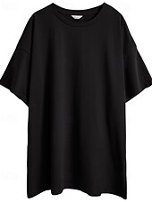 abordables Chemises-Femmes Chemise en lin Chemisier Uni Occasionnel Manche Courte Col ras du cou Hauts Réguliers Quotidien Fête Sortir Noir Jaune Rose Claire Abricot Été